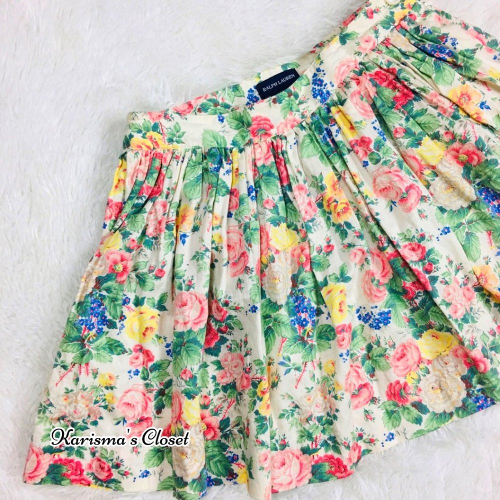 RARE Ralph Lauren Floral Pleated Skater Mini Skirt